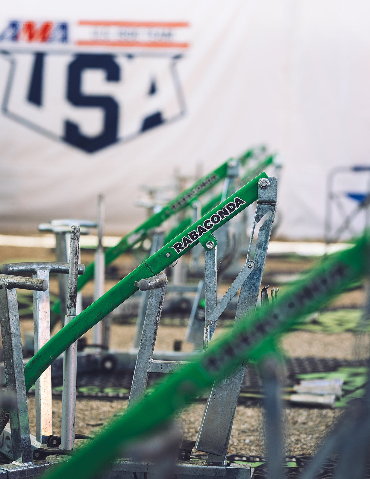 Team USA paddock at the 6DAYS in Portugal with Rabaconda portable tire-changing tools