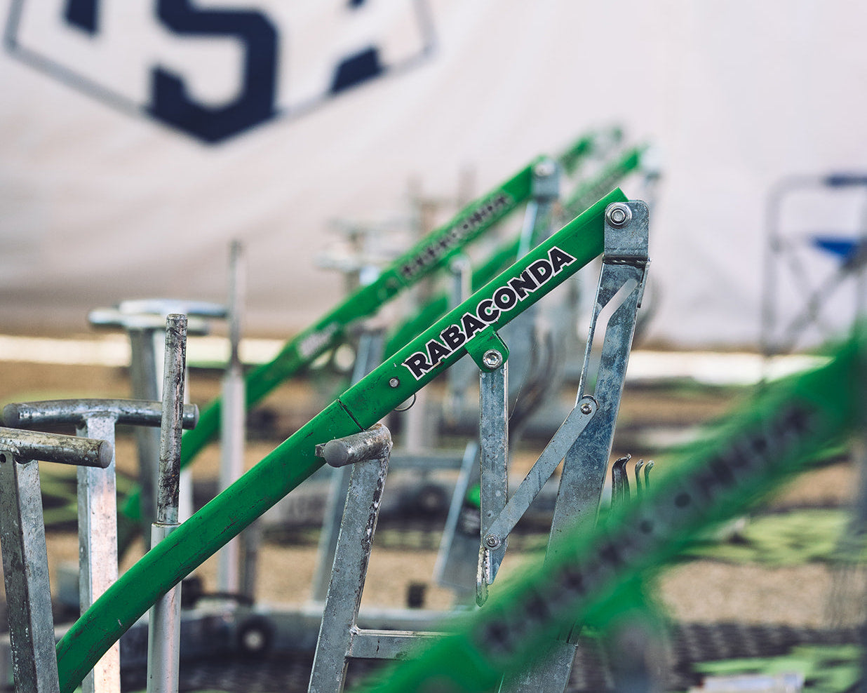 Team USA paddock at the 6DAYS in Portugal with Rabaconda portable tire-changing tools